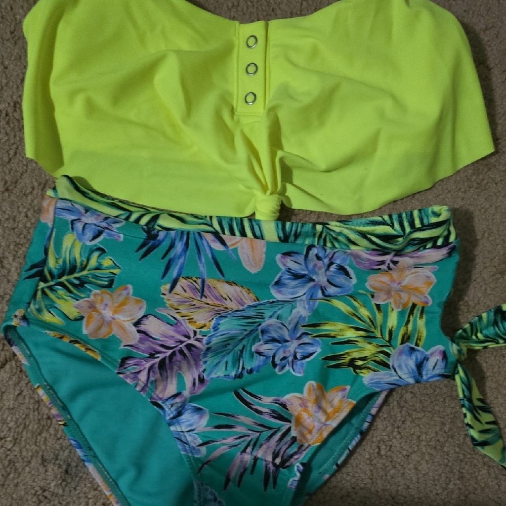 Floral High-Waisted Bikini Set